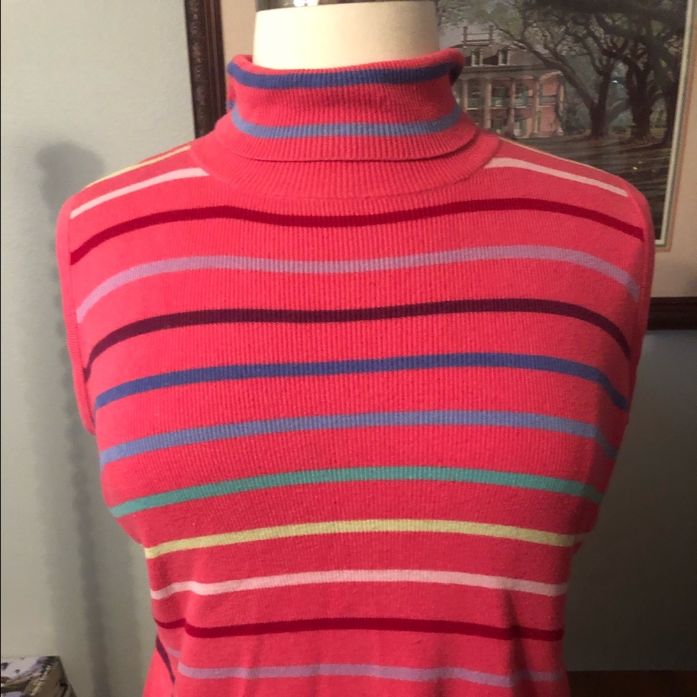 Multi Pink colored turtle neck sweater sleeveless